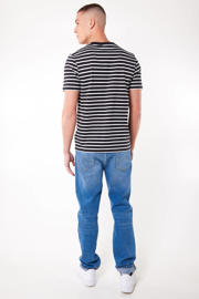 thumbnail: America Today gestreept regular fit T-shirt black/white