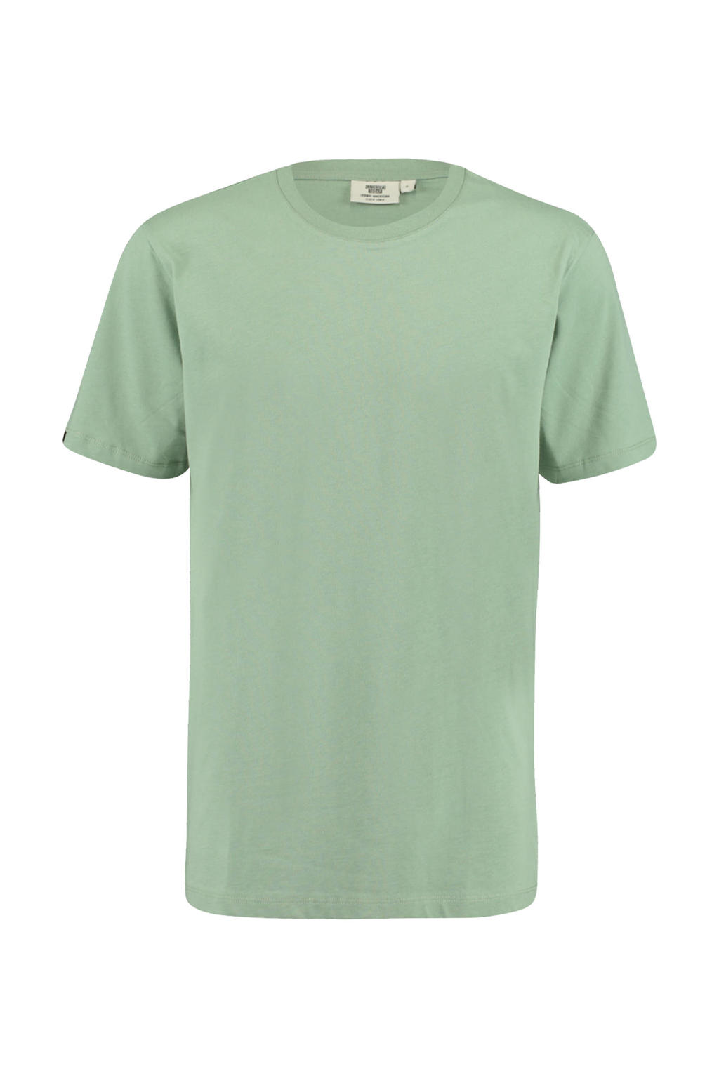 Groene heren America Today T-shirt van katoen met effen, korte mouwen en ronde hals