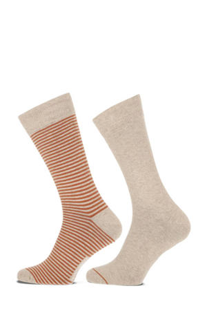 sokken Arthur met print - set van 2 zand