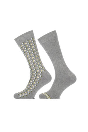 sokken Ken met print - set van 2 grijs