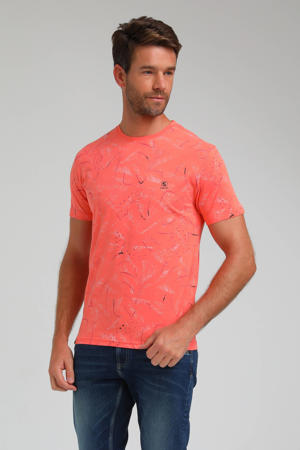 T-shirt met contrastbies coral