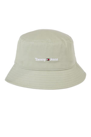 bucket hat met logo grijsgroen