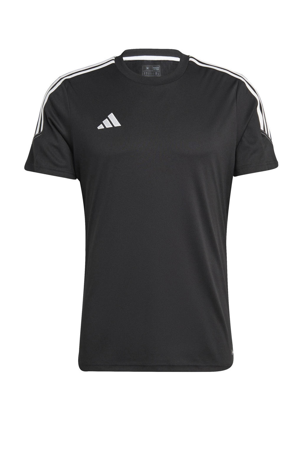 Zwart en witte heren adidas Performance voetbalshirt Tiro van polyester met logo dessin, korte mouwen en ronde hals