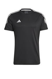 thumbnail: Zwart en witte heren adidas Performance voetbalshirt Tiro van polyester met logo dessin, korte mouwen en ronde hals