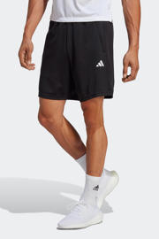 thumbnail: Zwarte heren adidas Performance Senior sportshort van polyester met regular fit, elastische tailleband met koord en effen