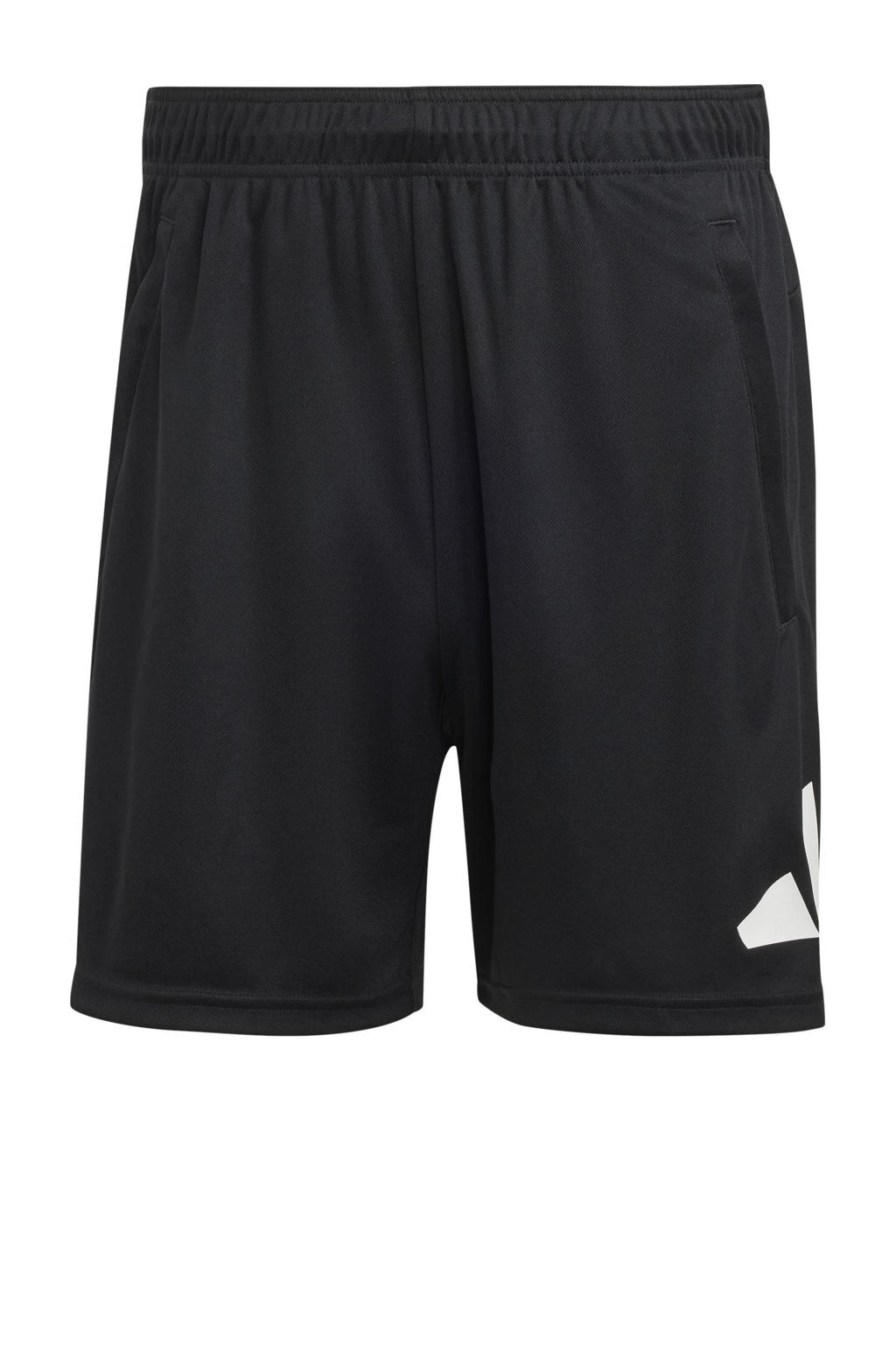 Zwart en witte heren adidas Performance sportshort van polyester met regular fit, elastische tailleband en effen