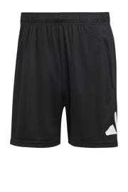 thumbnail: Zwart en witte heren adidas Performance sportshort van polyester met regular fit, elastische tailleband en effen