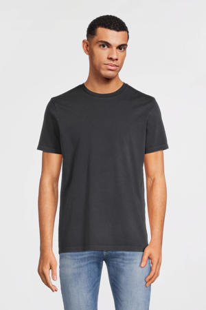T-shirt met waseffect donkergrijs