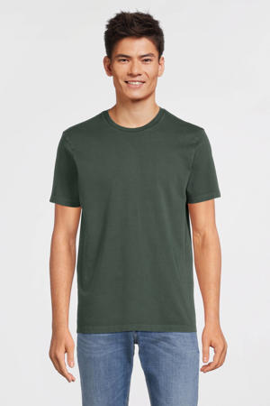 T-shirt met waseffect khaki