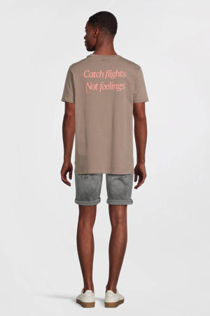 regular fit T-shirt van biologisch katoen taupe