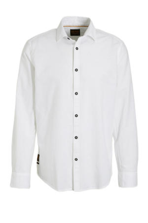 regular fit overhemd met linnen wit