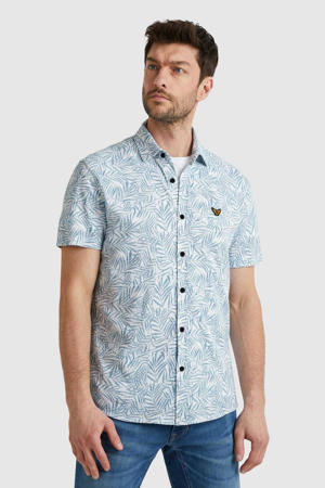 overhemd met all over print lichtblauw