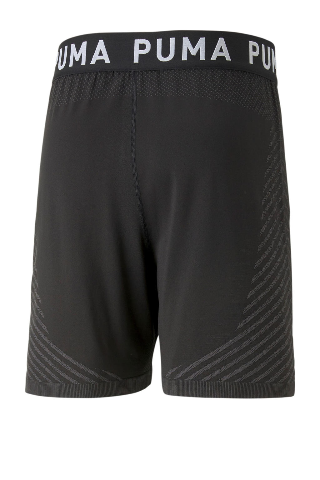 Zwarte heren Puma sportshort van polyester met regular fit, regular waist, elastische tailleband en logo dessin