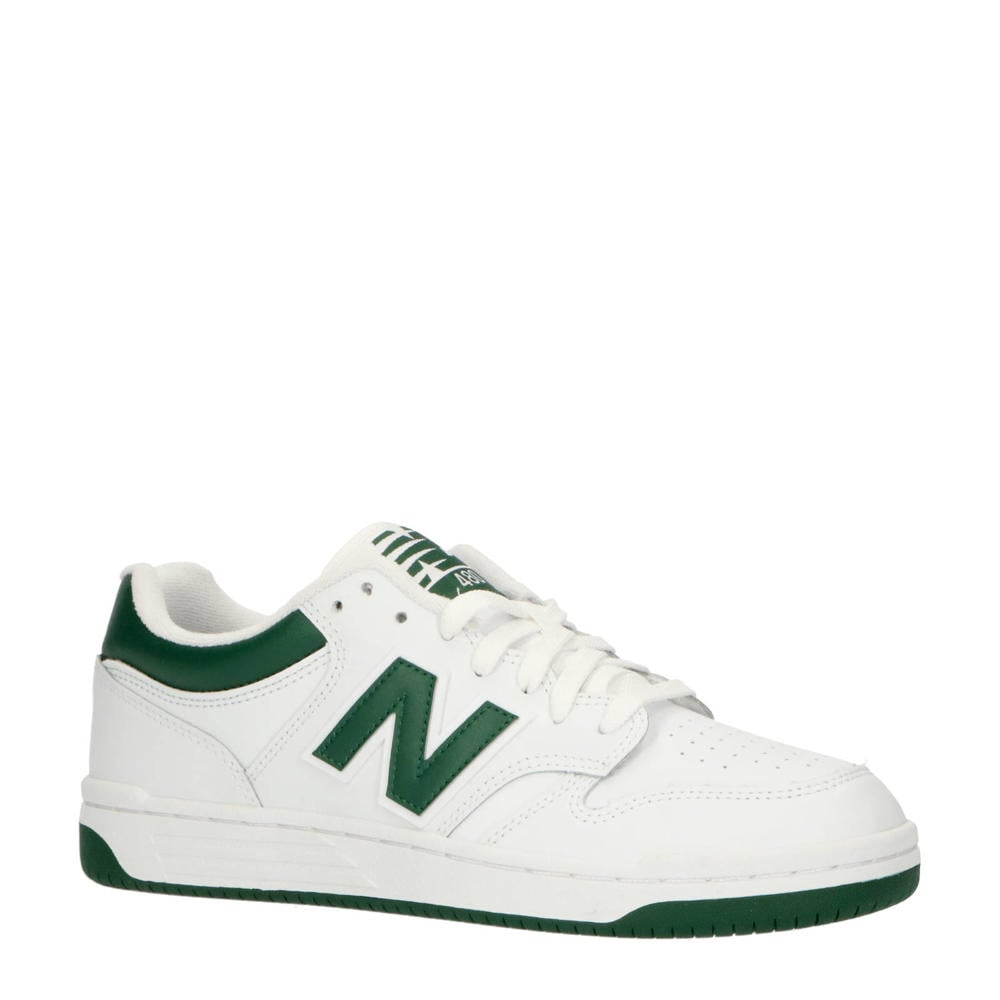 Wit en groene unisex New Balance 480 leren sneakers met veters