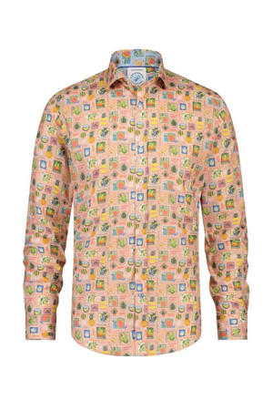 slim fit overhemd met all over print coral