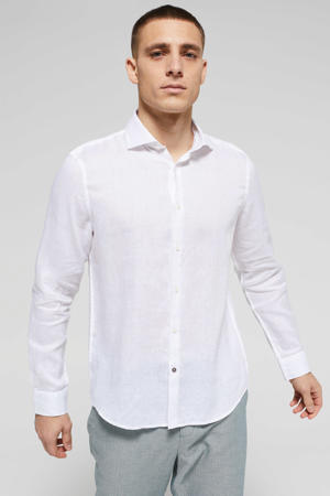 linnen regular fit overhemd white uni