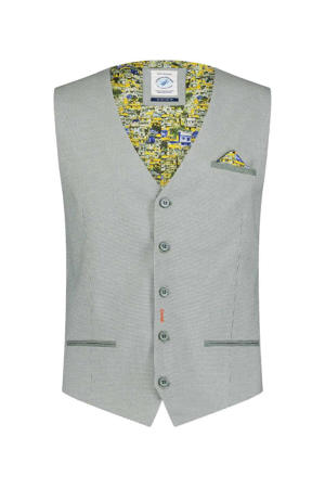 geruit gilet green small check