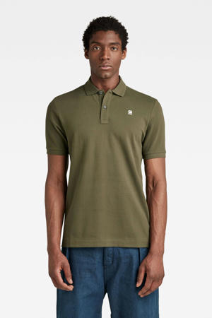 slim fit polo Dunda met biologisch katoen shadow olive