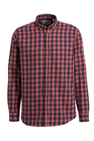 geruit regular fit overhemd Johan dusty red