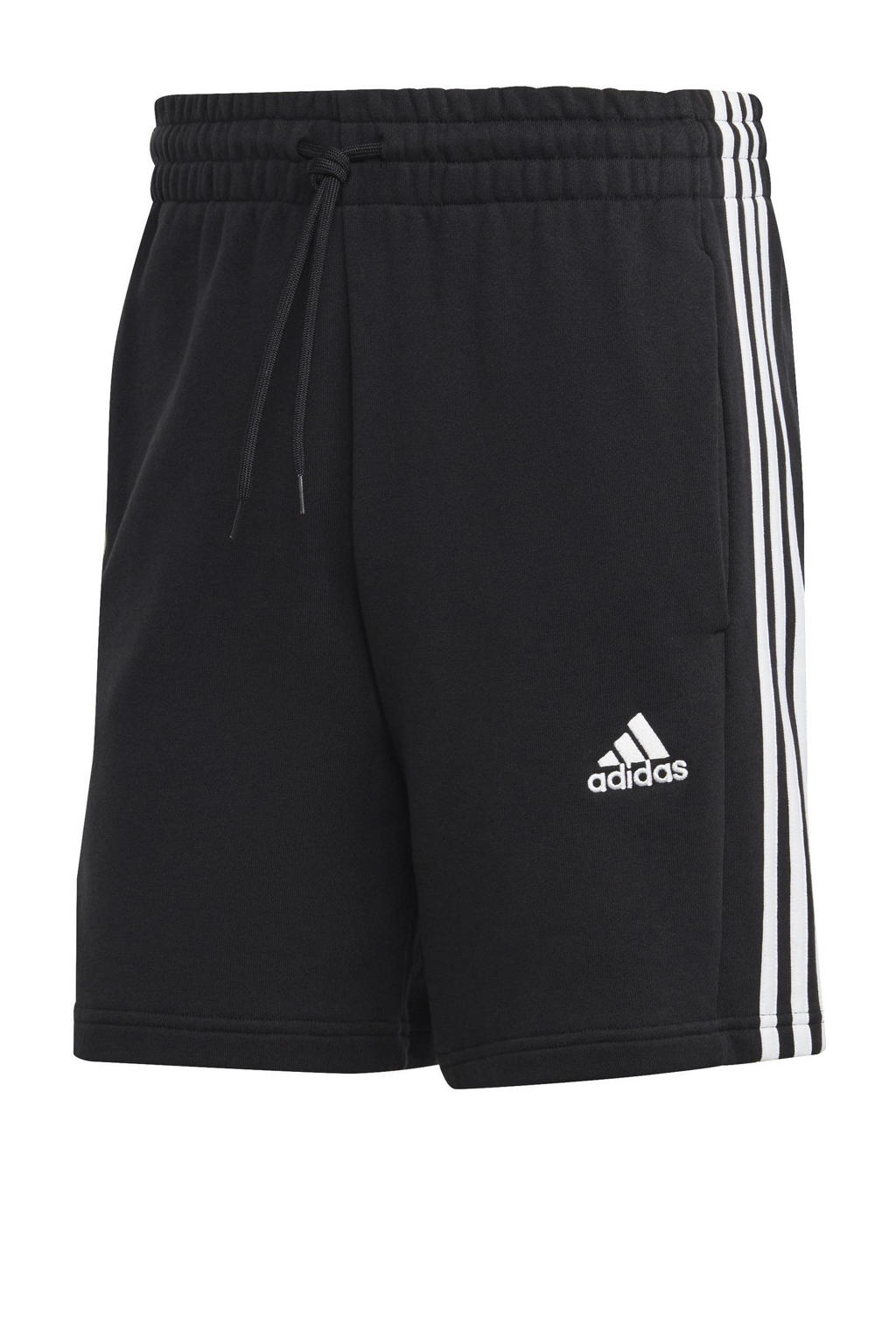Zwarte heren adidas Sportswear short met regular fit, elastische tailleband met koord en effen