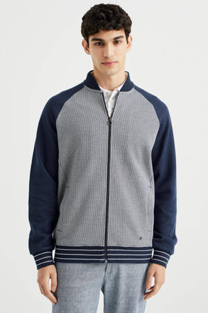 sweatvest met all over print heavy blue
