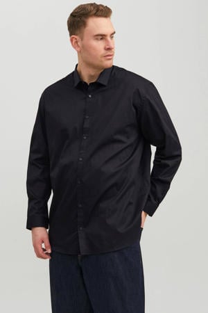 loose fit overhemd JPRBLACARDIFF Plus Size met all over print zwart