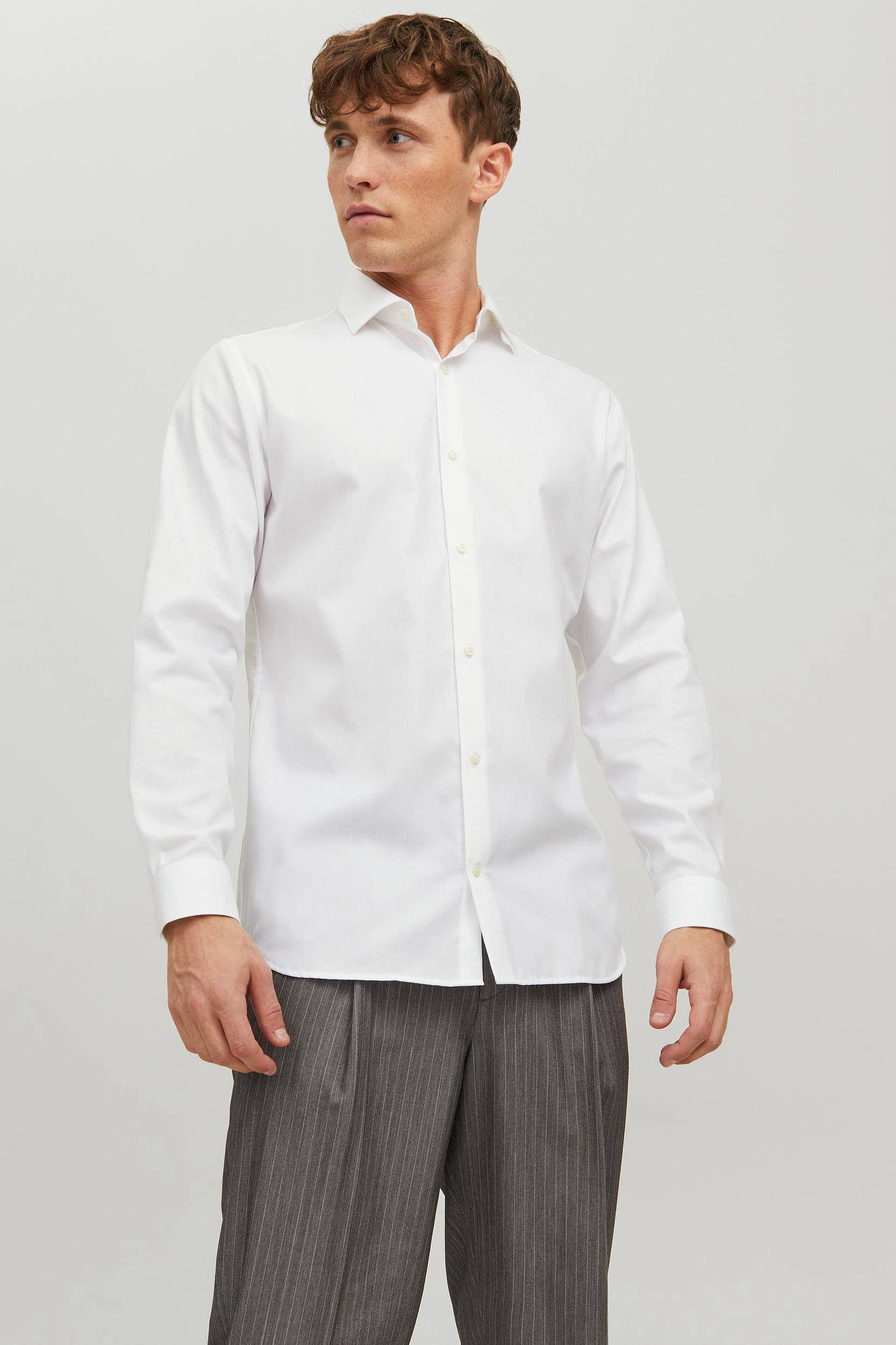 JACK JONES ESSENTIALS slim fit overhemd JPRBLAPARKER white