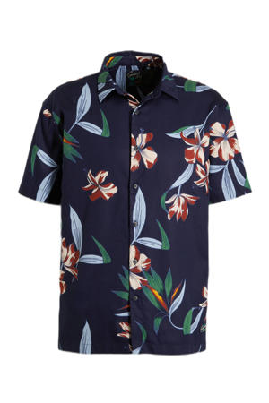 regular fit overhemd Vintage Hawaiian met all over print donkerblauw