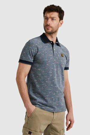 regular fit polo met all over print blauw