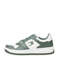 thumbnail: Wit en groene heren Tommy Jeans leren sneakers met veters