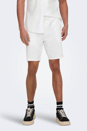 loose fit short ONSLINUS met linnen bright white