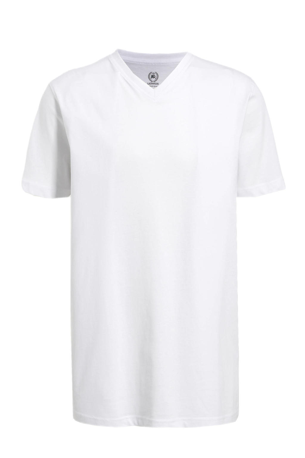 Set van 2 witte heren LERROS T-shirt van katoen met korte mouwen en V-hals