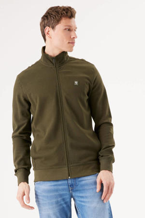 sweatvest met logo dark green
