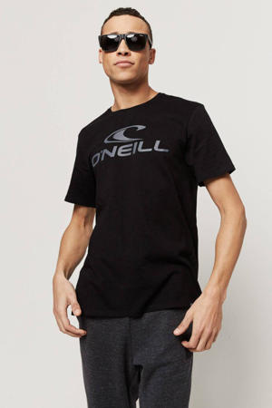 regular fit T-shirt met logo zwart