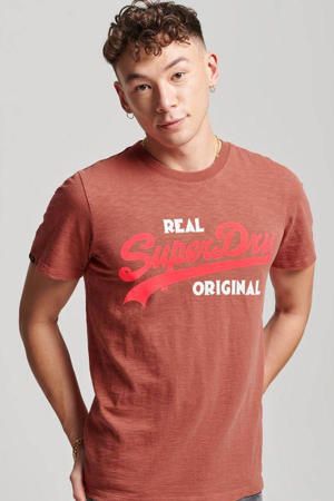 oversized T-shirt Real Original Overdyed met logo rood