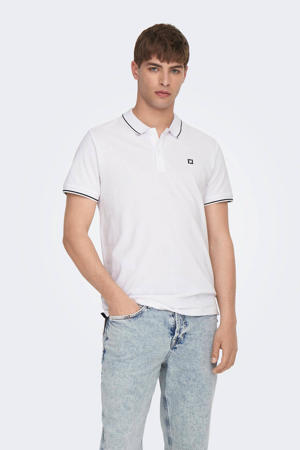 slim fit polo ONSFLETCHER met logo bright white