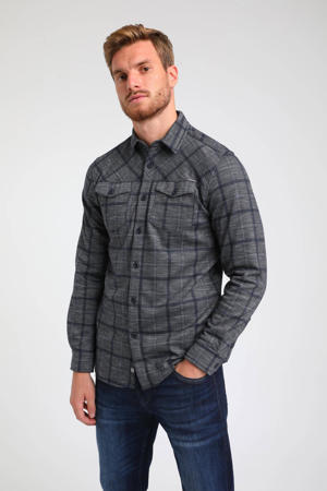 geruit flanellen regular fit overhemd navy