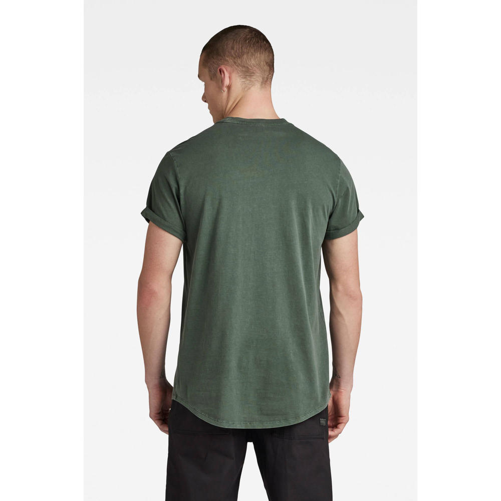 Groene heren G-Star RAW T-shirt van biologisch katoen met korte mouwen en ronde hals