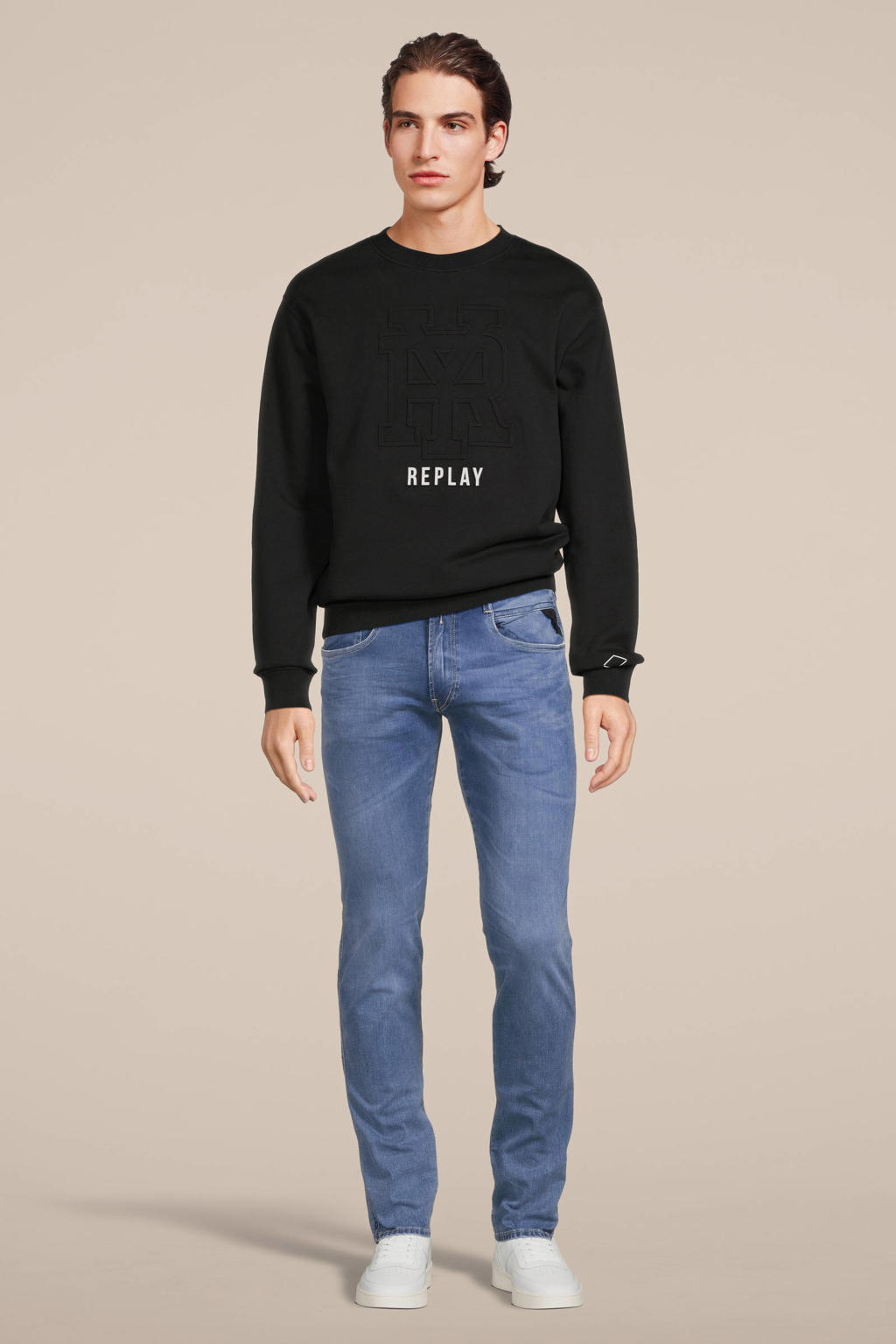 REPLAY sweater met printopdruk black