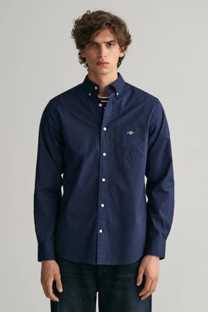 regular fit overhemd met logo en borduursels marine
