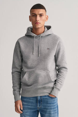 hoodie met logo en borduursels grey melange