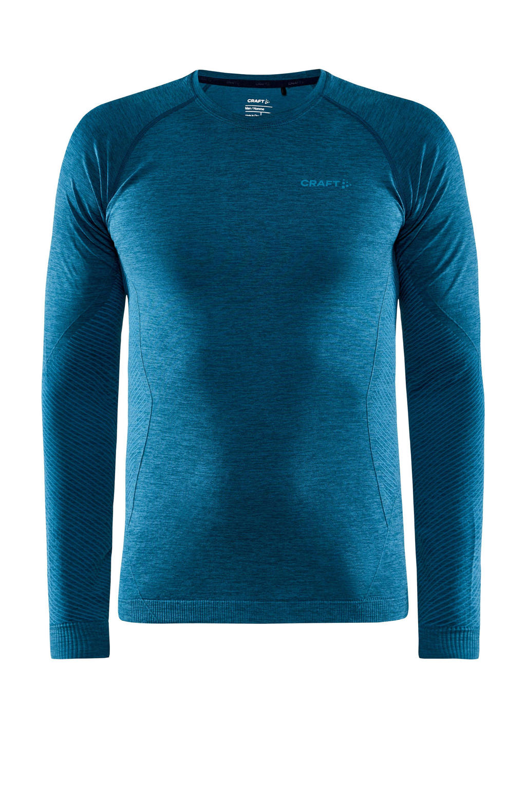 Blauwe heren Craft sport T-shirt van polyester met lange mouwen en ronde hals