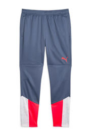 thumbnail: Donkerblauw, rood en witte heren Puma trainingsbroek van polyester met regular fit, regular waist en printopdruk