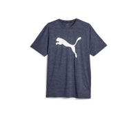 thumbnail: Blauwe heren Puma sportshirt van polyester met logo dessin, korte mouwen en ronde hals