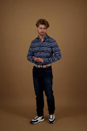 thumbnail: A fish named Fred slim fit overhemd Theater met all over print blue
