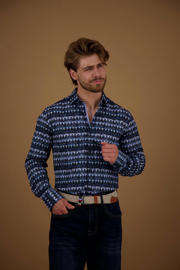 thumbnail: A fish named Fred slim fit overhemd Theater met all over print blue