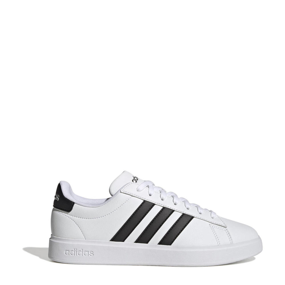 Wit en zwarte unisex adidas Sportswear Grand Court 2.0 sneakers van imitatieleer/voering: mesh/voetbed: eva met veters