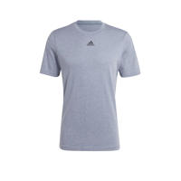 thumbnail: Blauwe heren adidas Sportswear T-shirt melange van katoen met korte mouwen en ronde hals