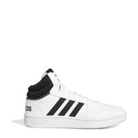thumbnail: Wit en zwarte heren adidas Sportswear Hoops 3.0 Mid sneakers van imitatieleer met veters