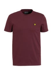 thumbnail: Donkerrode heren Lyle & Scott T-shirt Martin van katoen met logo dessin, korte mouwen en ronde hals